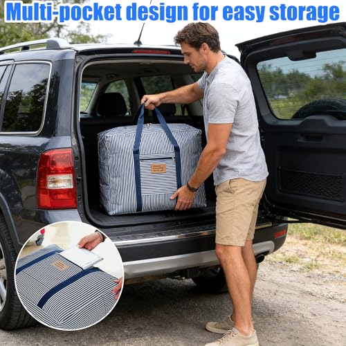 90L Große Wasserdicht Aufbewahrungstasche mit Reißverschluss und Griff, 600D Oxford Umzugstaschen, Aufbewahrung Tasche für Hausumzüge, für Bettwäsche, Kleidung, Decken, Kissen Quilt Saison Artikel