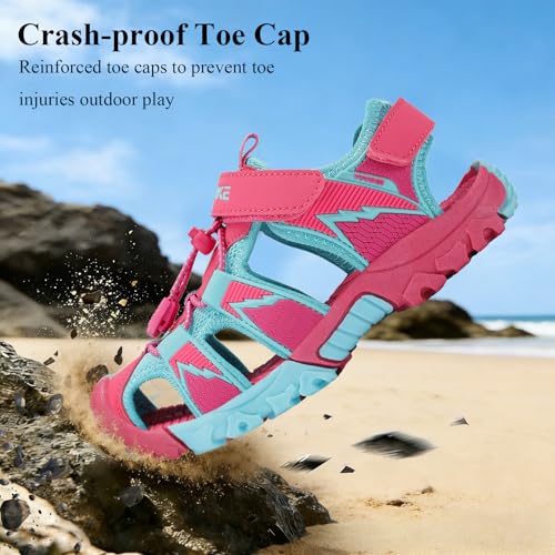 Image of JMFCHI Boys Girls Kids Closed Toe Sports Sandals Summer Water Shoes | Little /Big Kid,Comfortable lightweight,Non-slip soft sole,Hook-and-loop closure,Easy wear,Anti-collision toe,Daily casual