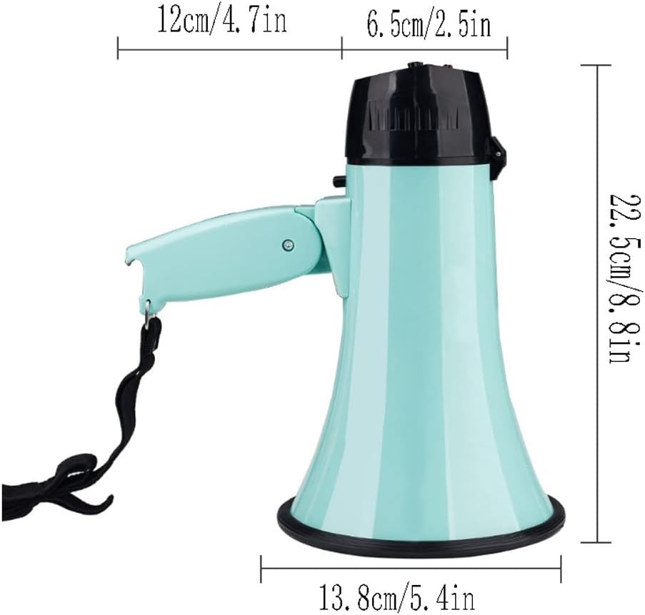 Megaphone Portable Megaphone Speaker Bullhorn, Recording Loudspeaker w/Adjustable Volume Control & Foldable Handle for Cheerleading Use Bullhorn Amplifiers(Pink)