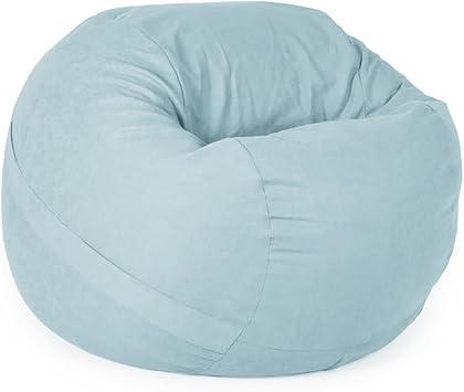 Giant Bean Bag Chair CoverCover Only, No Filler, Washable Round Soft Velvet Cotton Lazy Sofa Beanbag Cover for Adults, Teens,Light Blue,4FT