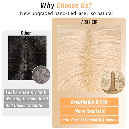 Image of AISI HAIR Platinum Blonde Highlight Wig for Women, Long Wavy Lace Hairline Middle Part Synthetic Heat Resistant Wig for Daily Party-26 Inch
