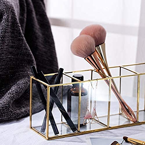 Organizzatori per Cosmetici Porta pennelli per Trucco a Specchio, Scatola per Cosmetici in Vetro Trasparente, matite per Eyeliner e Rossetti Senza Polvere, espositore per profumi