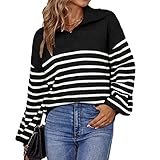 WEYI Striped Top for Women, Sleeve Top, Machine Wash, Loose Style, Color Blocking, Comfortable for Leisure At Home (M)