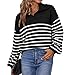 WEYI Striped Top for Women, Sleeve Top, Machine Wash, Loose Style, Color Blocking, Comfortable for Leisure At Home (S)