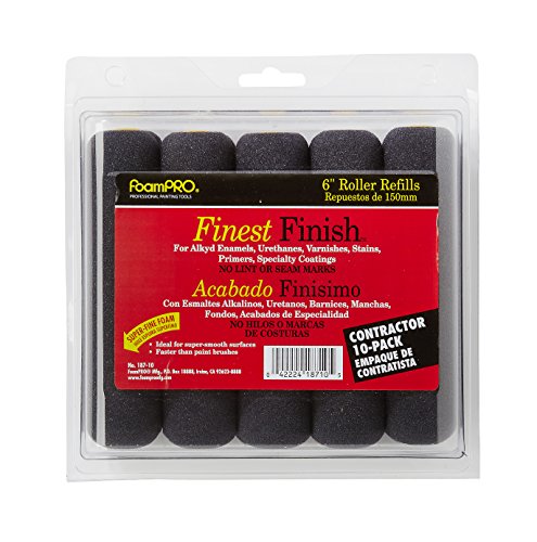 FoamPRO 187-10 Finest Finish Mini Foam PAint Roller Refills, Pack of 10