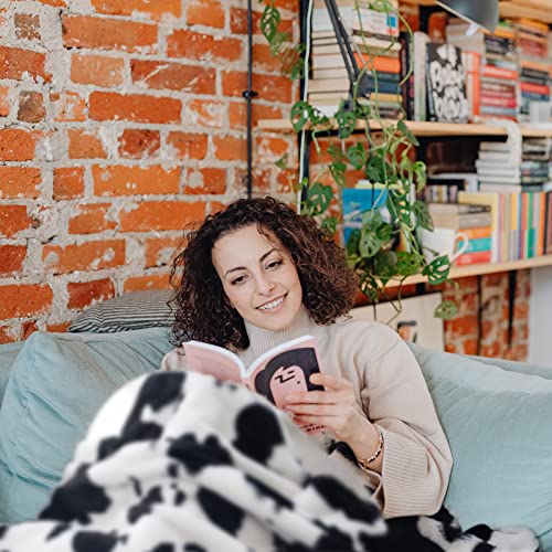 Paper Jazz Cartoon Cow Print Blanket, Soft Flannel Blanket Fleece Cute Cow Throw Blanket Lightweight Sofa Bed Travel Blankets For Baby Kids Adults Girls Boys Teens Gift (Black Cow, 63X79Inch) #TOP5
