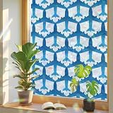 Window Privacy Film, Blue Aircraft Stained Glass Window Film Static Clings, Modern Abstract Art Gradient Airplane Sun Blocking Decorative Windows Covering Tint for Small Window, 17.7" x 39.3"