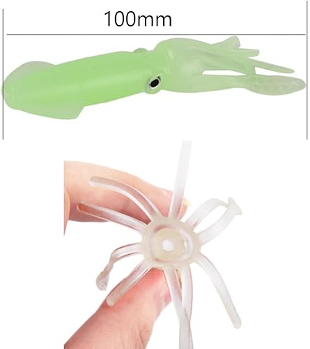 Miniatura 3 de 16 señuelos de pulpo de 4 pulgadas, falda de calamar, cebo de simulación que brilla en la oscuridad, señuelo luminoso de silicona suave para pesca