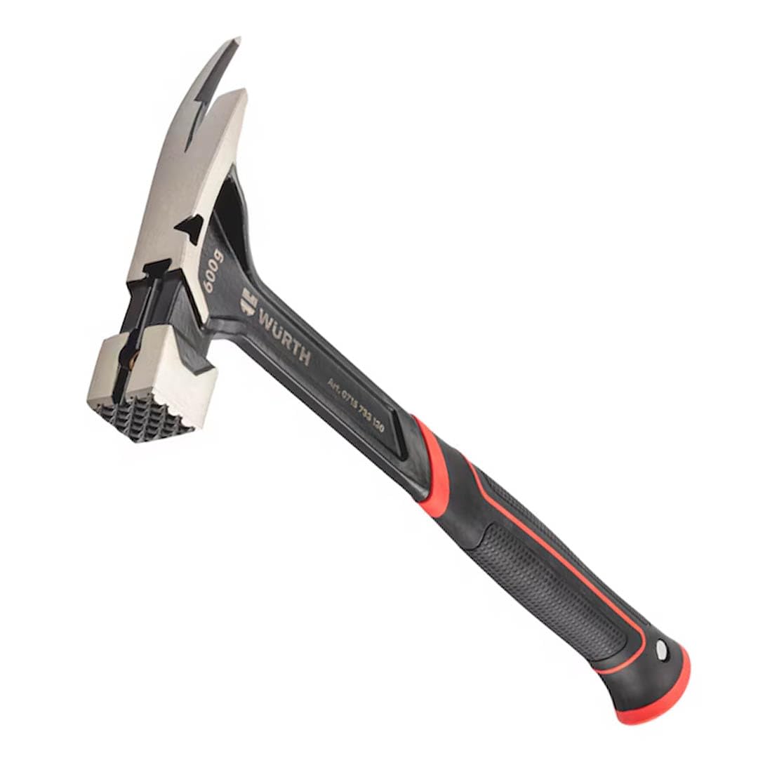 Würth Profi Latthammer 600g - extrem robuster und aus einem Stück voll geschmiedeter Hammer mit 2K Griff und Magnethalter, Zimmermannshammer, Länge 33cm | 0715733130