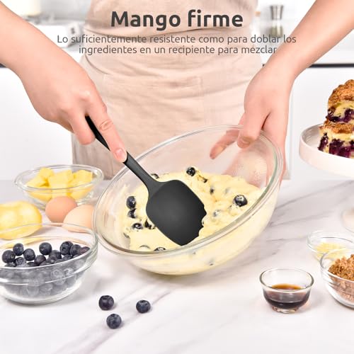 Miniatura 5 de Espátula De Cuchara De Silicona: U-Taste 315 Resistente Al Calor Lengua De Goma Sin Costuras Flexible, Para Antiadherentes Hornear Utensilio De Cocina Mezclar Revolver Raspar 29cm, Negro