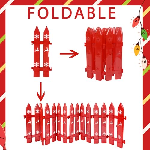 Christmas Tree Fence, 36 Pieces Plastic Picket Fence Decorative Border Small Garden Picket Fence Panels for Christmas Tree Wedding Party Garden Home Decorations - Thumbnail 4