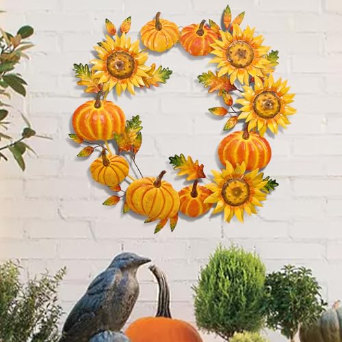 16Metal-Fall-Wreath-Wall-Decor-Sunflower-and-Pumpkin-Handcrafted-Autumn-Harvest-Door-Decoration 16Metal Fall Wreath Wall Decor Sunflower and Pumpkin Handcrafted Autumn Harvest Door Decoration