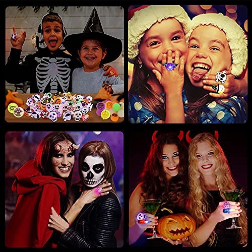 Hotsan Halloween Party Favors voor kinderen, 52 stuks LED Halloween Flash-ringen voor kinderen, 3 soorten LED Halloween… - Image 8