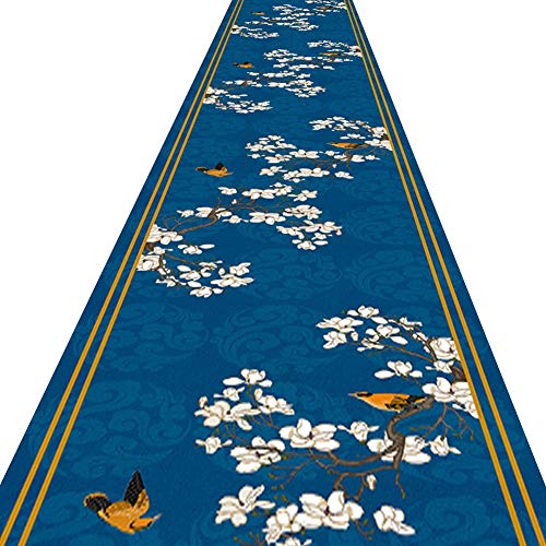 Moqueta corredor azul marino con flores impresas talla personalizable 2