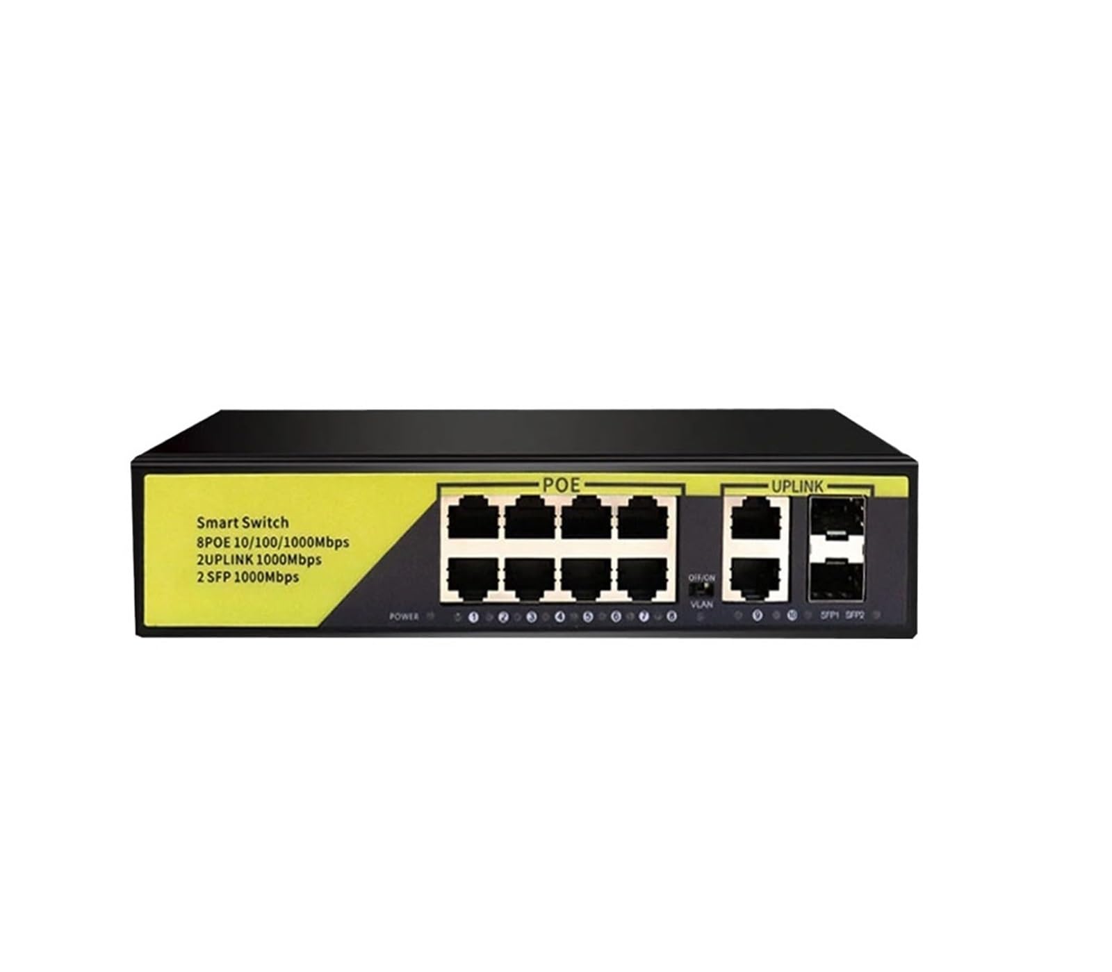 Commutateur POE 10 ports avec double SFP jaune haute performance et vlan