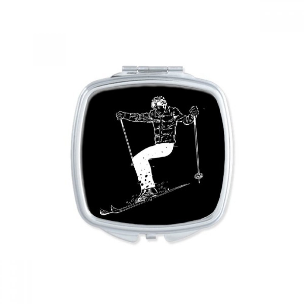 Miroir de poche maquillage ski noir pour retouches faciles sans miroir public