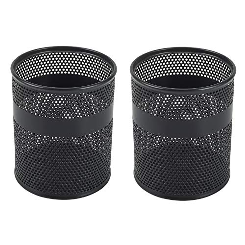 EasyPAG 2 Stück Metall Schreibtisch Organizer Stiftehalter Stiftköcher Makeup Pinsel Halter Utensilienschalen Büro Organisation Zubehör Ablage,Schwarz