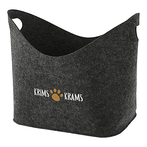 Cepewa Aufbewahrungskorb Hundepfote Hundespielzeug | Filz Aufdruck 34x32x22cm dunkelgrau | Hund Ordnungskorb (1 x Aufbewahrungskorb Pfote dunkelgrau)