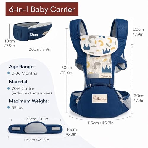 Image of Baby Carrier with Hip Seat for 0 to 3 Year New Born Baby, Kangaroo Adjustable Baby Carrying Bag for Newborn to Toddler, 20 Kg (NBC56)