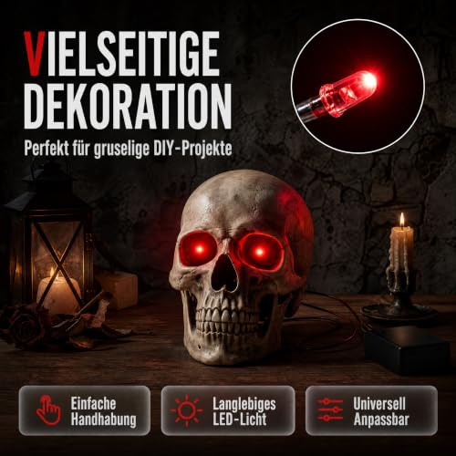 Johiux 4 Stück Halloween LED Leuchtende Augen für Halloween Deko Kostüm Cosplay Masken,Totenköpfe,LED Augen Dekoration (Rot) – Ansicht 4