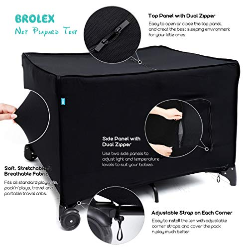 Brolex Mini Crib Canopy Cover For Pack And Play Portable Travel Cribs, Stretchy Breathable Netting Tent And Shade For Indoor Or Outdoor Naps, Play Or Sleeping, Baby Safe Child Protection #TOP5
