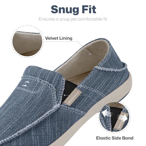 Mens Slip On Shoes, Mens Boat Shoes with Arch Support, Orthopedic Canvas Loafers for Plantar Fasciitis, Indoor & Outdoor Walking Slippers Shoes for Pain Relief3