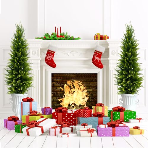 Image of 4FT Artificial Cedar Topiary Trees 2 Pack