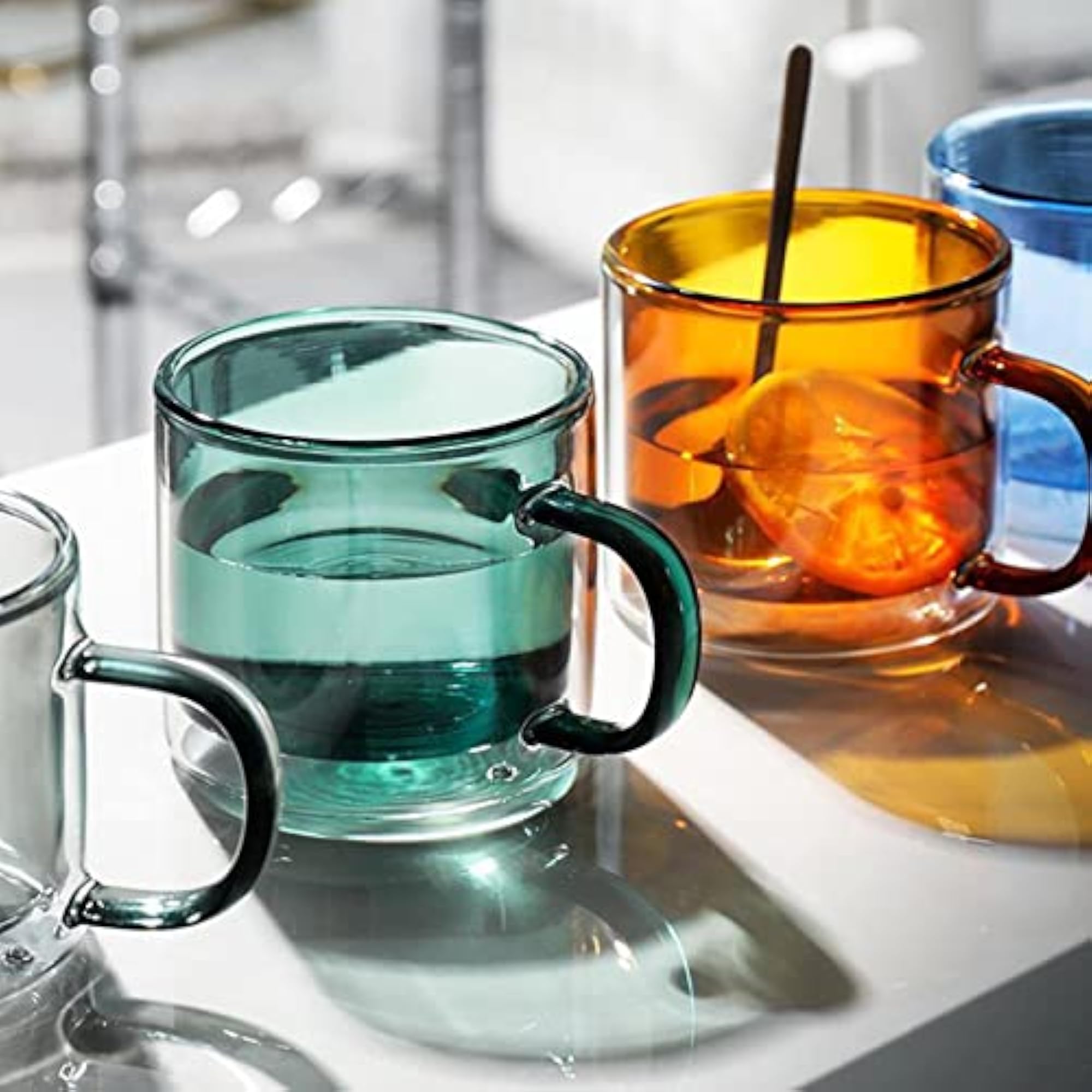 2pcs Double-Layer Glass Champagne Drinking Cups for Cafe