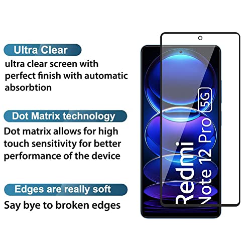 Image of ZARALA Tempered Glass Screen Protector Compatible for Xiaomi Redmi Note 12 Pro /Note 12 Pro Plus /Note 12 Discovery /Xiaomi Poco X5 Pro (Black) with Edge to Edge Coverage and Easy Installation kit