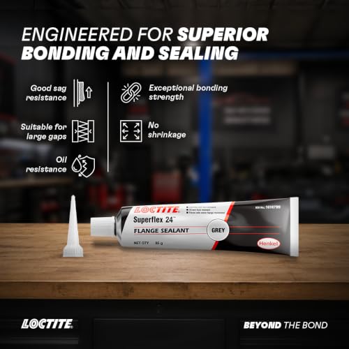 Image of LOCTITE Superflex 24 RTV Silicone Adhesive Sealant 85g (Pack of 2) | Grey Neutral Cure, One-Part, Non-Corrosive & Non-Sag | Resistant to Automotive Engine Oils | For Metal, Plastic, Gearboxes, Pumps & Gasketing