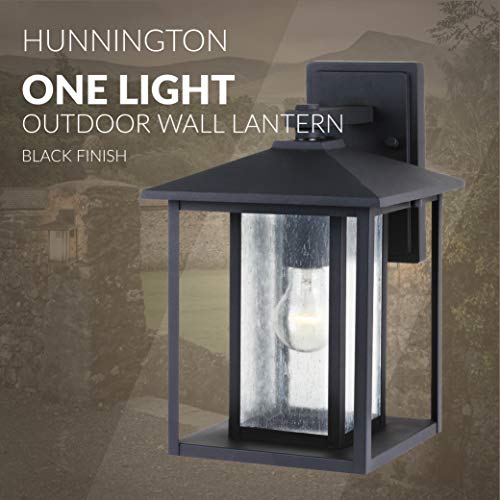 Image of Generation Lighting 88027-12 Hunnington One - Light Outdoor Wall Lantern Outside Fixture, Black, 1-Light, cETL Listed, Safety Rated for Wet Locations, Aluminum Construction