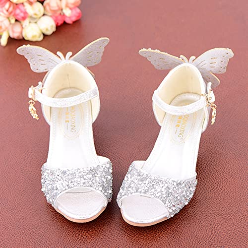 Chyjoey Little Girl Sandals Peep Toe Sequins Glitter Princess Heels Dress Pump Sandals Butterfly Casual Summer Shoes Toddler/Little Kid #TOP5