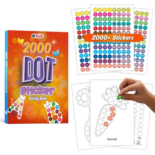 Image of 2000+ Dot Sticker Activity Book For 3+ Years Old Toddlers | Fun Sticker Set, Focus Builder, A to Z letters (Uppercase & Lowercase), Numbers 1-10 | Screen-Free Educational Activity For Kids