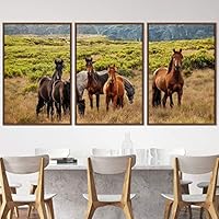 3 Piece Framed Canvas Wall Art Horses Farmhouse Fun Horse for Living Room Bedroom - 16