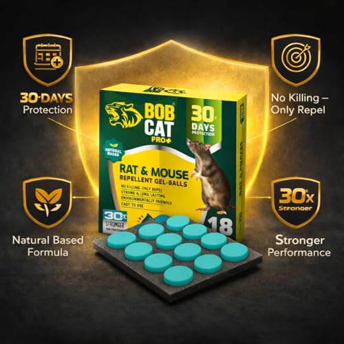 Image of Bob Cat Rat & Mouse Repellent Gel Balls | Herbal & Natural Formula | Long-Lasting 30 Days Protection |Eco-Friendly & Safe | For Home, Kitchen, Warehouse, Factory & Office | Pack of 18 |FORMULATION 30X