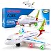 Toysery Airplane Toys for Kids with Bump and Go Action - Airbus A380 Toy Planes for Boys and Girls with Flashing Lights, Real Jet Sound, 3 AA Batteries Included