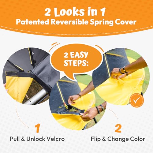 Image of JUMPZYLLA Trampoline Outdoor 8FT 10FT 12FT 14FT 15FT 16FT with Enclosure and Ladder, ASTM Approved Recreational Trampoline for Kids and Adults, Anti-Rust Coated Frame