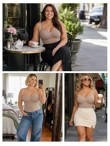 Image of SHAPERX Shapewear for Women Tummy Control Bodysuit Mid Thigh Body Shaper Shorts for a Lifted Look