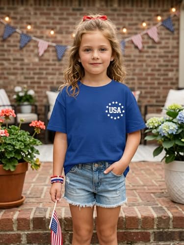 Image of AMWIPE Boys Girls USA Shirt Kids 250 Anniversary USA Shirts American Flag Tshirt 4th of July Outfits Cute Patriotic Top 6-14y