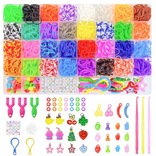 SZXDG Kit de pulseiras de borracha + 2500, kit de fabricação de pulseiras de tear de 32 cores para c