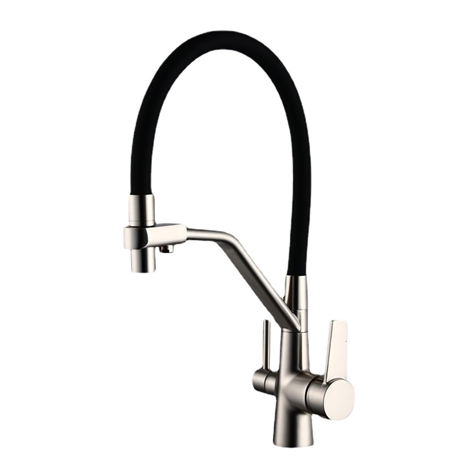ZYCHSJXA 3 Way Pull Out Kitchen Tap Purified Water Hot and Cold Double Handle Brass Sink Flexible