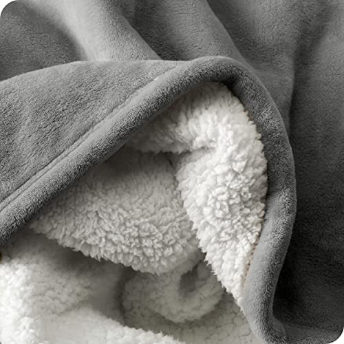 Bare Home Sherpa Fleece Blanket - Throw/Travel Blanket - Blanket For Bed, Sofa, Couch, Camping And Travel - Warm & Lightweight - Fluffy & Soft Plush Blanket - Reversible (Throw/Travel, Grey) #TOP2
