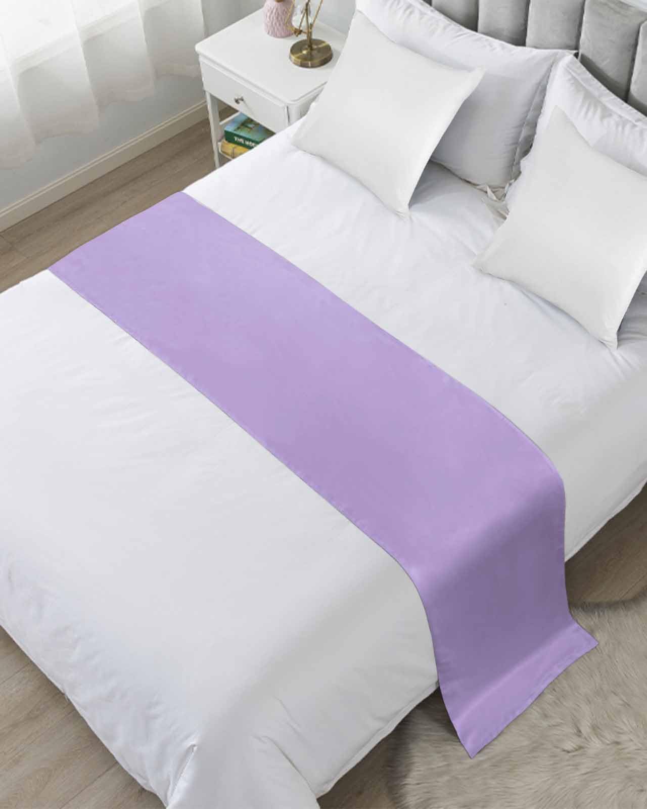 Yukro Bed Runner Scarf, Lavender Purple Solid Color Queen Bed Scarf Runner, No Fading Decorative Bedding Scarf for Bedroom Hotels Homes and Guestrooms