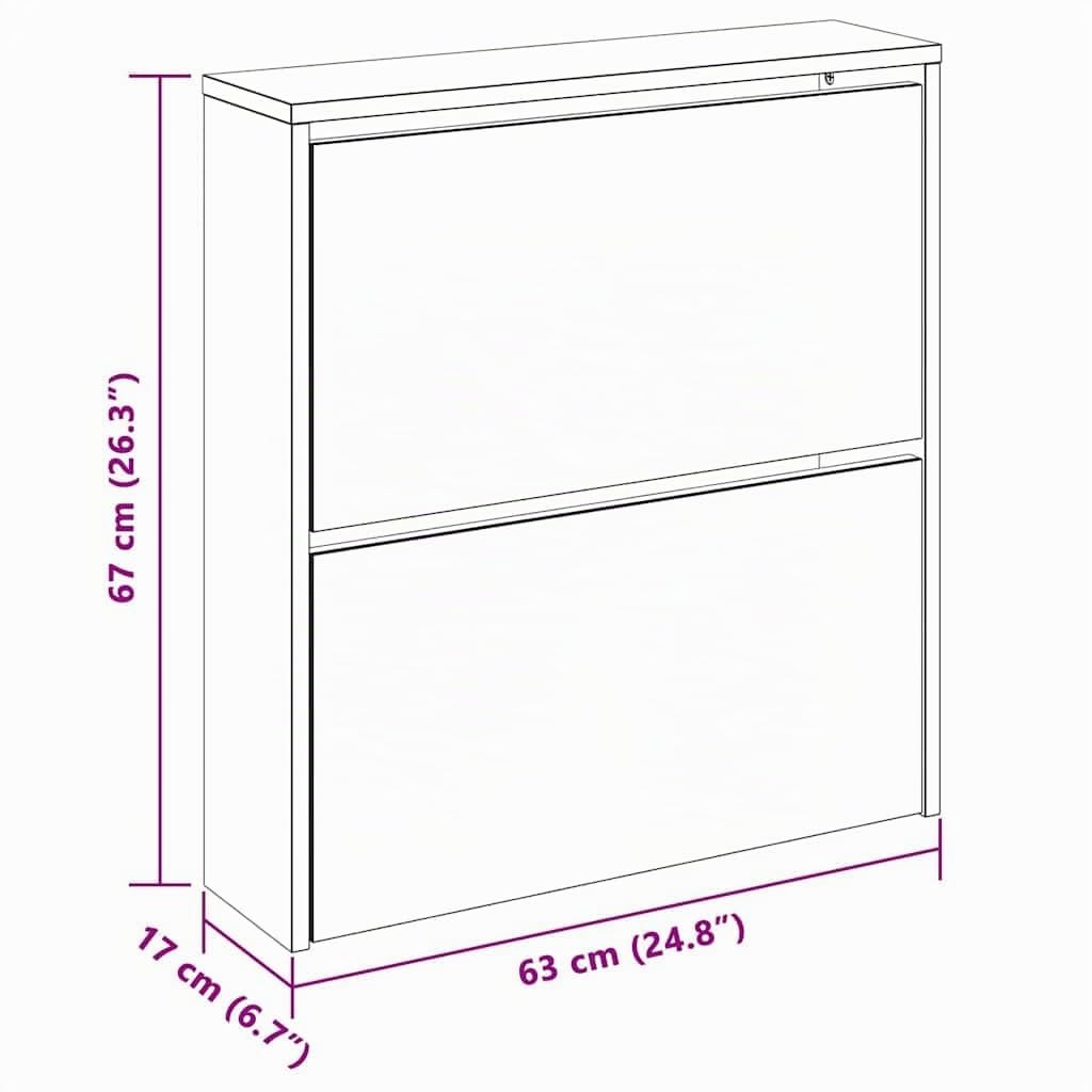 vidaXL Scarpiera con 2 Ripiani e Specchio Bianco 63x17x67 cm