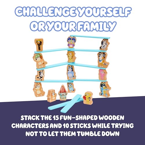 Image of Bluey Stacking Game, Spin & Balance 15 Character Pieces