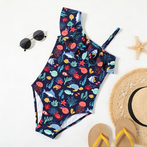 Image of Girls One Piece Swimsuit, Quick Dry Cute Bathing Suit for Kids, Comfortable Swimwear for Beach for 5-12 Years