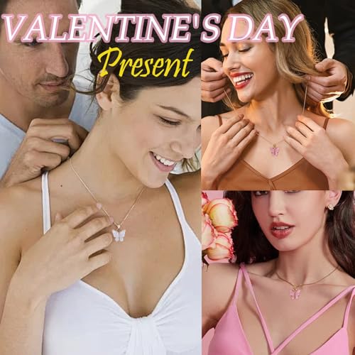 9Pcs Colorful Acrylic Butterfly Pendant Necklace Set for Women,Bohemian Adjustable Clavicle Chain Insect Animal Necklaces Dainty Friendship Lover Jewelry2