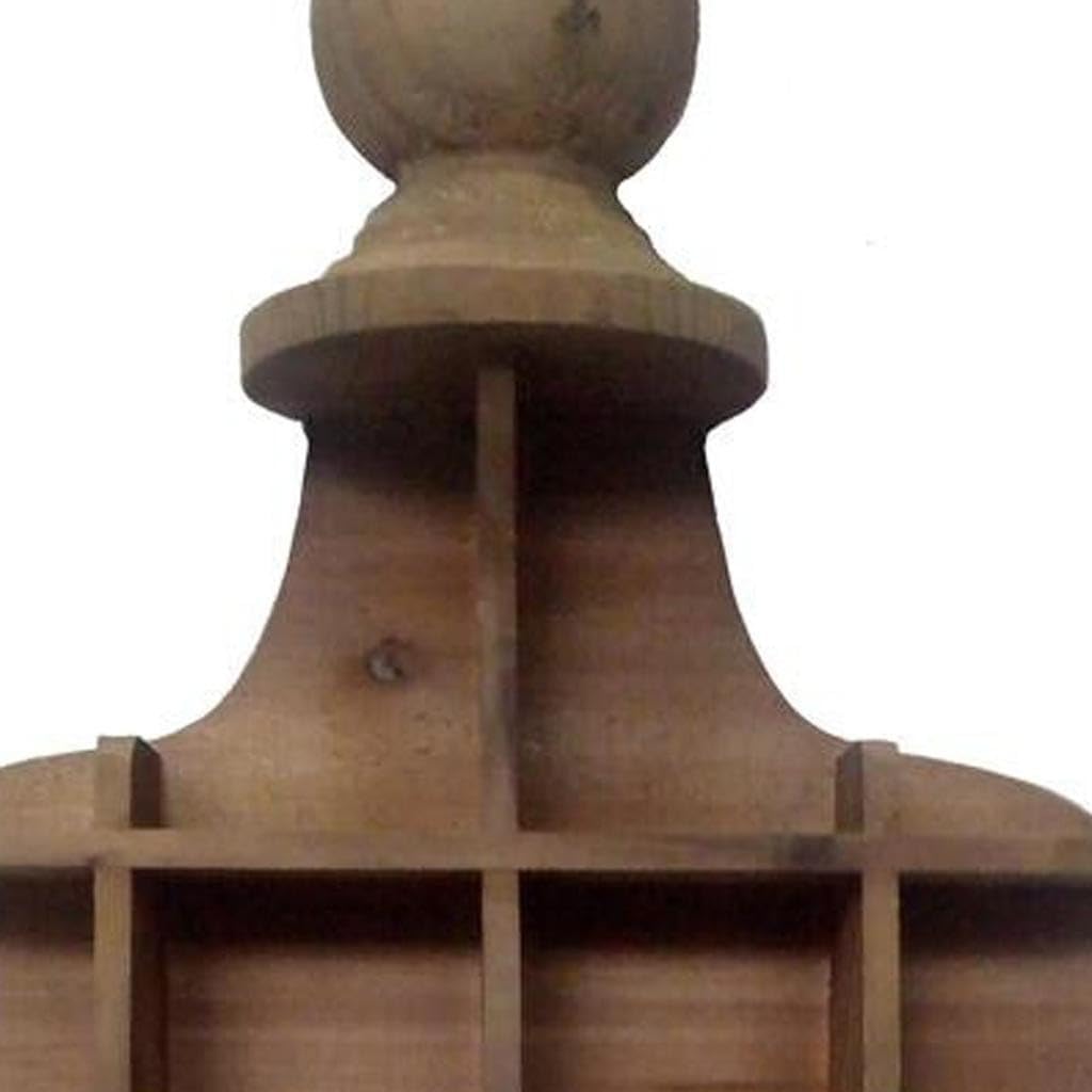 HomeRoots 18" Brown Wood Novelty Shape Multi Compartment Wall Mount Accent Shelf