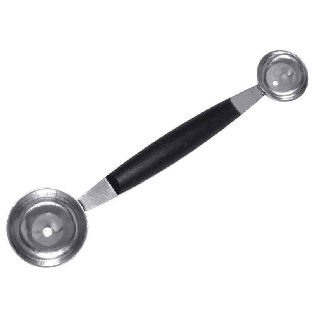 Vogue Double Melon Baller, Black, Size: 30 mm & 40 mm/1.2 & 1.5 inch, Stainless Steel with Grip in Middle