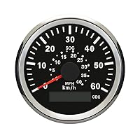 Vista 15 de ELING Velocímetro GPS marino Speedometer Speedo Gauge 35MPH con retroiluminación para barco, yate, barco, barco 3-3/8 pulgadas (3.346 in) 12 24